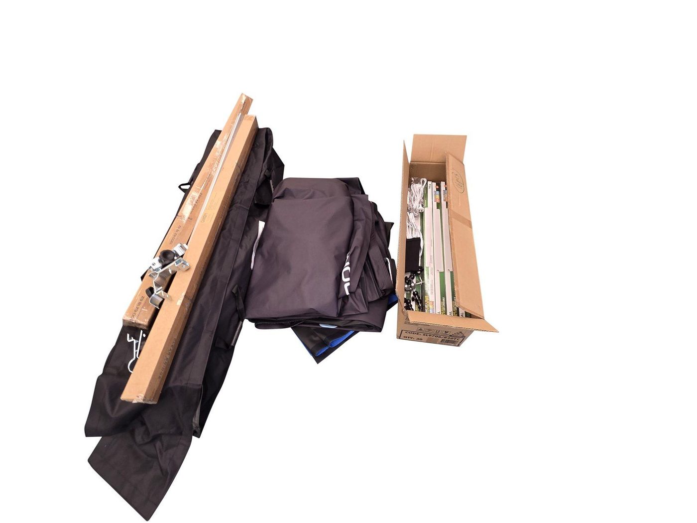 Unpacked components laid out