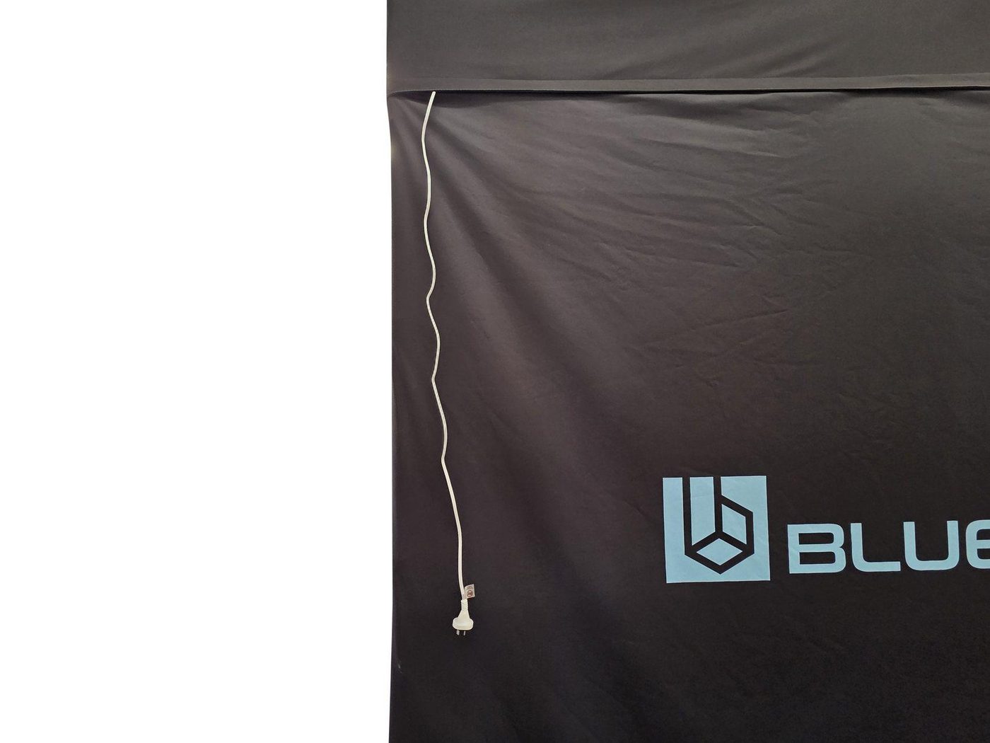 Exterior blackout fabric installed